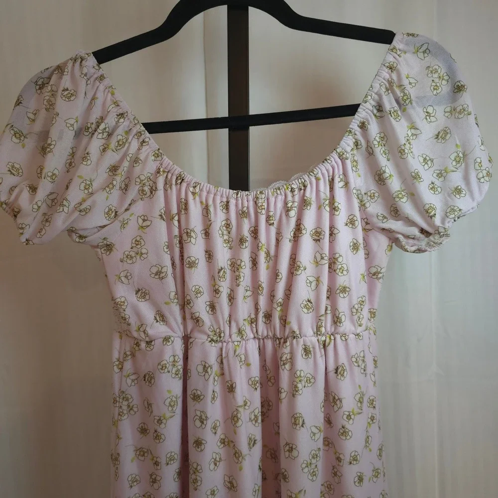 Stitch & Pine‎ Floral Babydoll Dress  Cold-Shoulder Womens XS Y2K Boho Cottage